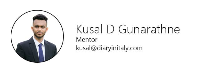 Kusal D Gunarathne — Mentor at Diary in Italy